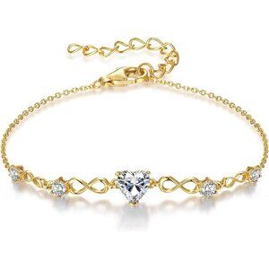 Infinity Heart 5 Birthstone Adjustable Bracelet - 18K Gold 04 Apr